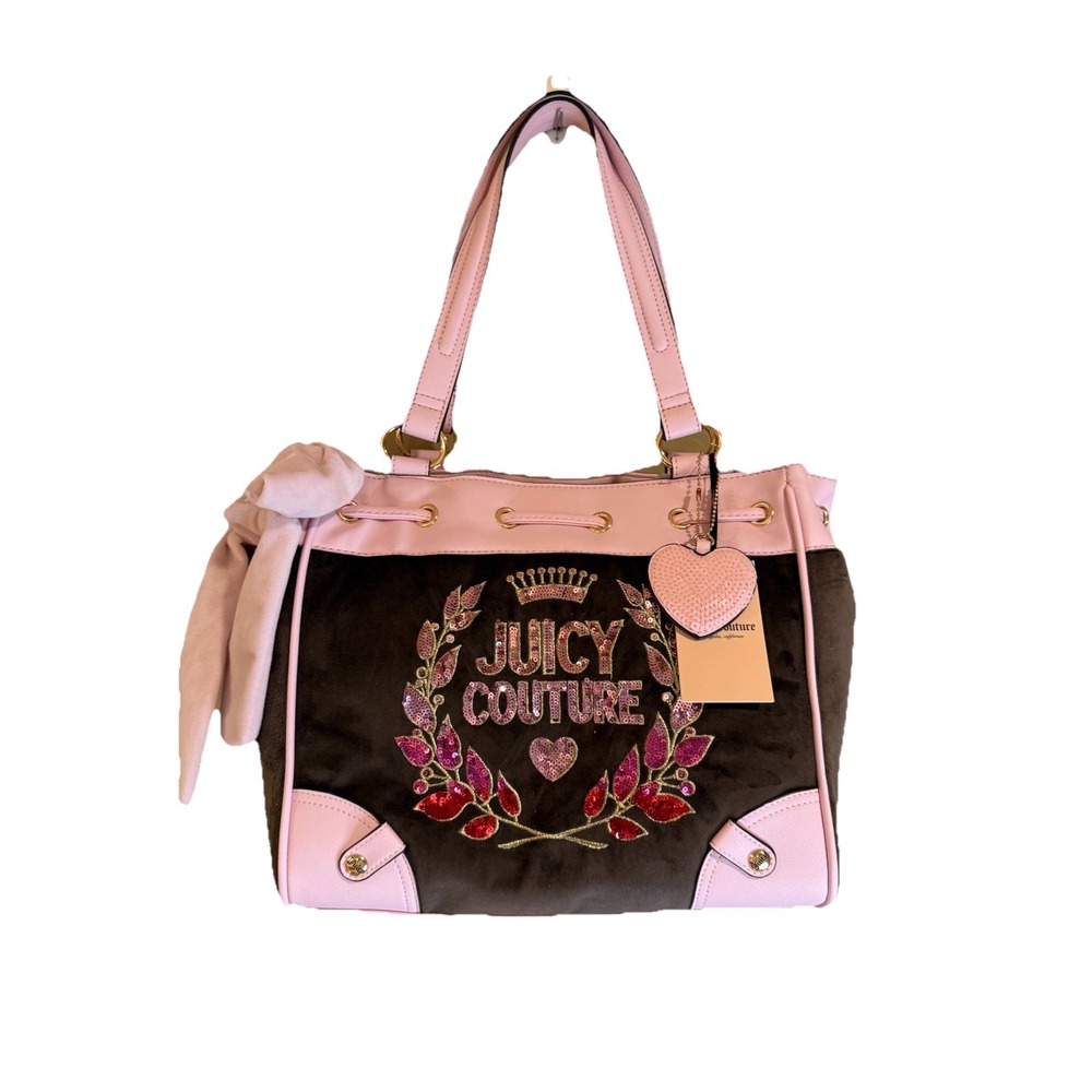 New Juicy Couture Classic Juicy Never Dies Brown Pink Daydreamer Viral Tote Bag